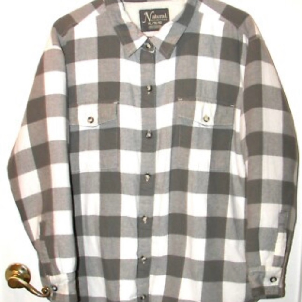 Natural Reflections Gray and White Checkered Shirt